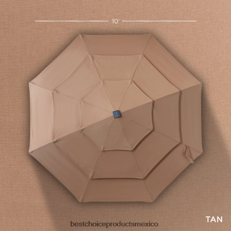 vida al aire libre | Sombrilla solar de 3 niveles con luces LED, ajuste de inclinación y manivela Best Choice Products broncearse X080FZ1477