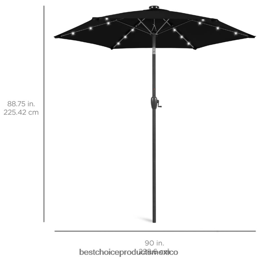 vida al aire libre | Sombrilla solar para patio al aire libre con botón de inclinación y manivela Best Choice Products negro X080FZ861