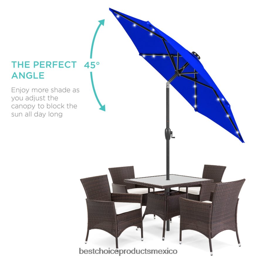 vida al aire libre | Sombrilla solar para patio al aire libre con botón de inclinación y manivela Best Choice Products recurso azul X080FZ867