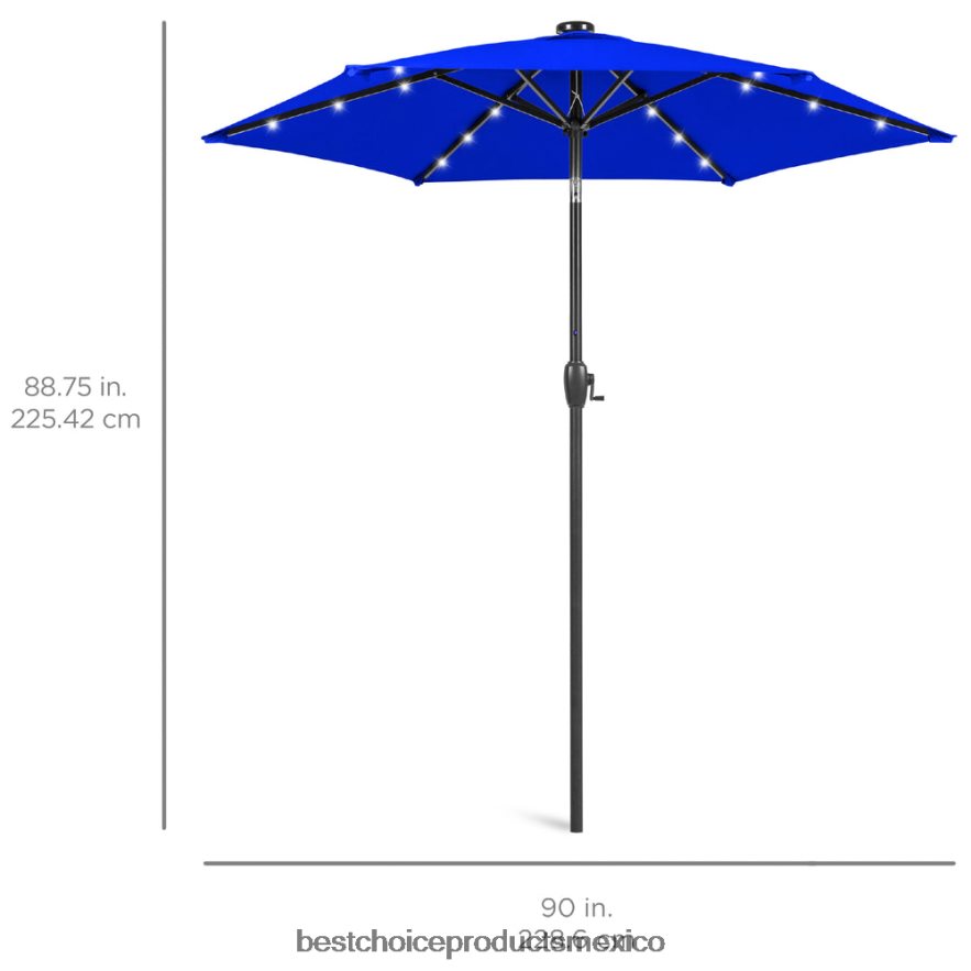 vida al aire libre | Sombrilla solar para patio al aire libre con botón de inclinación y manivela Best Choice Products recurso azul X080FZ867