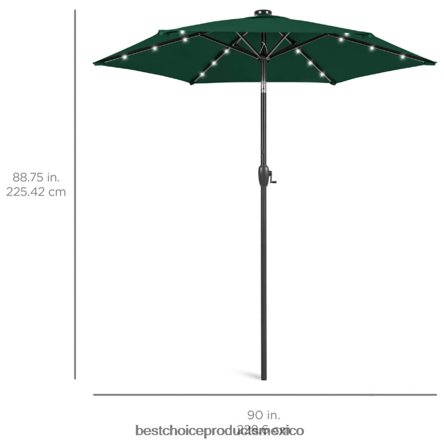 vida al aire libre | Sombrilla solar para patio al aire libre con botón de inclinación y manivela Best Choice Products verde X080FZ864