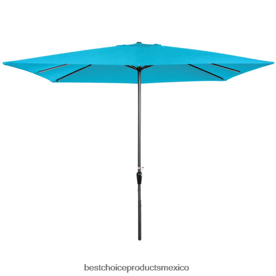vida al aire libre | sombrilla rectangular con manivela fácil, tela resistente a los rayos UV Best Choice Products azul claro X080FZ1422